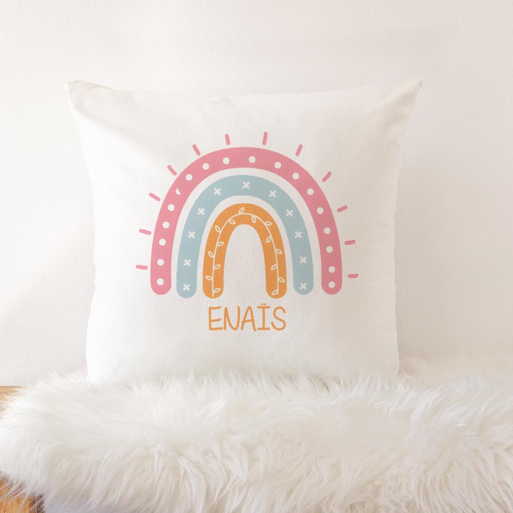 Custom Boho Rainbow Crib Bedding Pillow Cover Personalized Kids Bed Pillow Baby Girl Shower Gifts Rainbow Girls Bedroom Decor