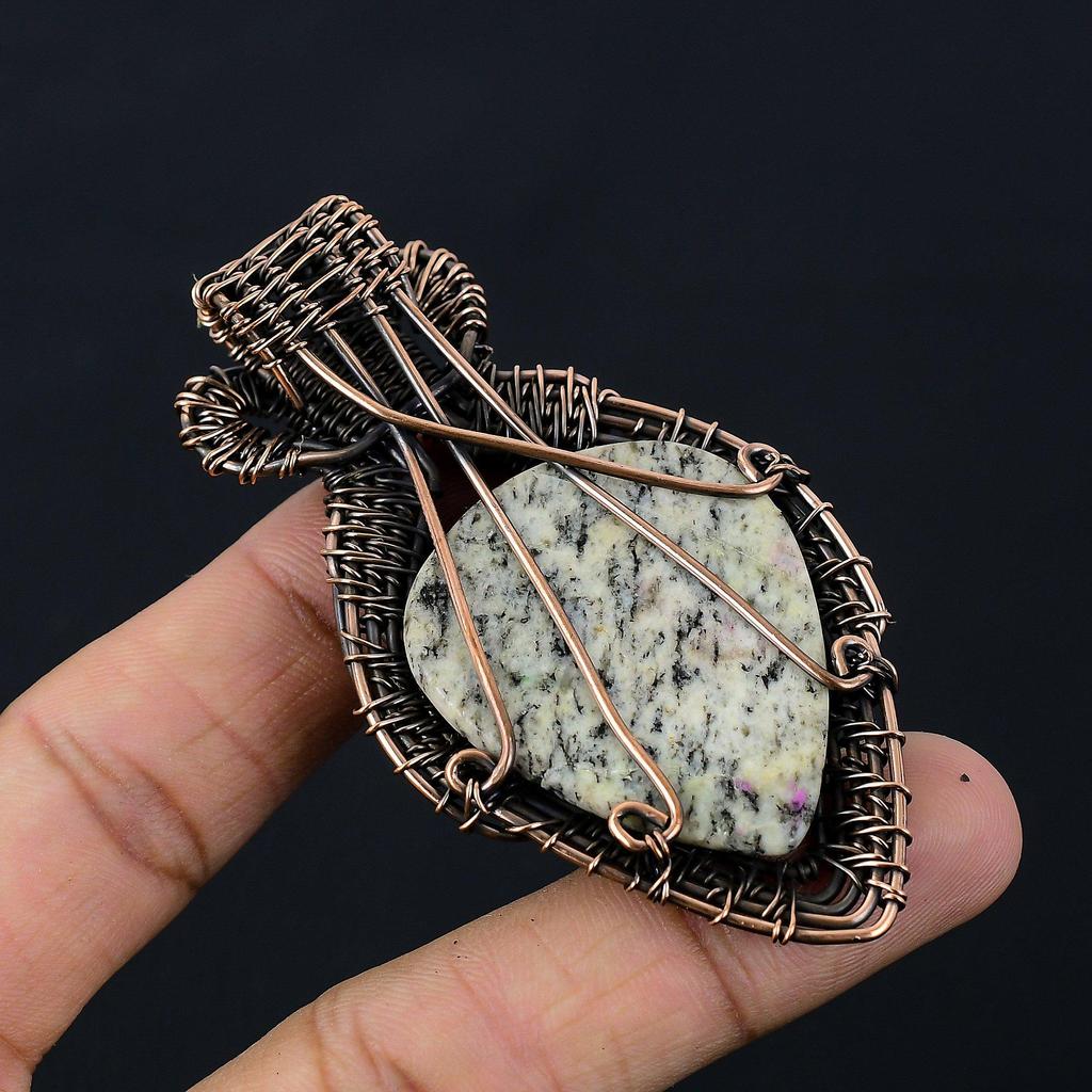 K2 азурит драгоценный камень чистая медная проволока обернутая подвеска ручной работы ювелирные изделия для подарка