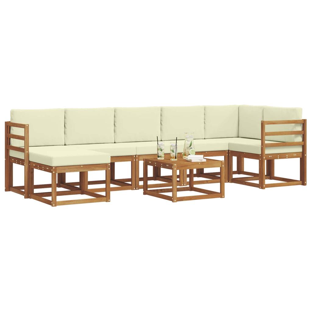 Outdoor Sofa Set with Cushions 8 pcs Natural and Cream