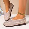 Shoes Women's 2025 Summer New Round Head Rhinestone Lazy Shoes Shallow Mouth Fashionable and Comfortable Flat Women's Single Shoes