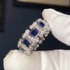 Роскошные блестящие синие кольца с кубическим цирконием для женщин, креативный свежий стиль, аксессуары для пальцев, изящные шармы, свадебные украшения