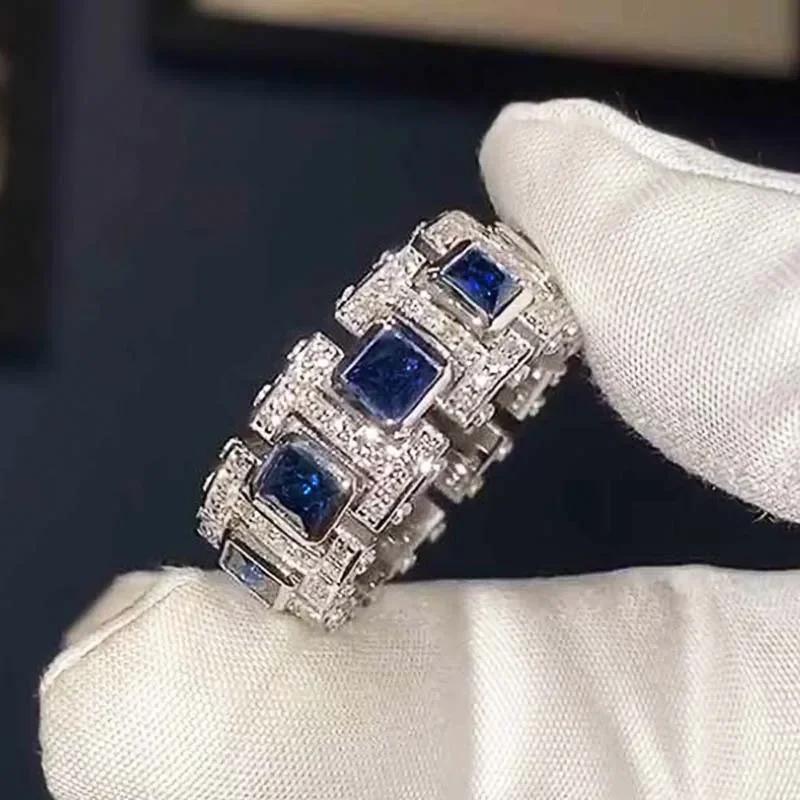 Роскошные блестящие синие кольца с кубическим цирконием для женщин, креативный свежий стиль, аксессуары для пальцев, изящные шармы, свадебные украшения