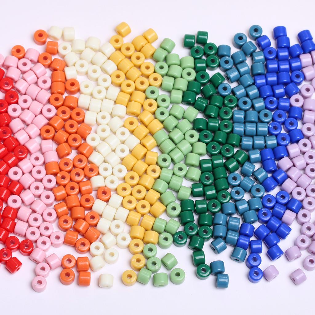 Acrylic for Earrings Necklace Fashion Accessories Cylindrical 6.5mm Bracelet Jewelry Making Cream Color DIY Material 50Pcs Keychain  Accessories