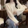 Trendy V-Neck Faux Mink Fur Sweater for Women - Autumn/Winter Cozy Knit Top