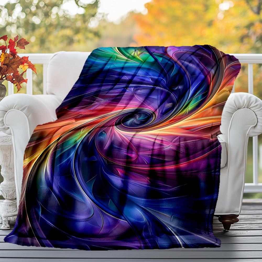 1PC Swirl ColorsOutdoor Flannel Blanket - Soft Plush Decor for Picnics, camping, Bedroom, Playroom, Office, or Lunch Break 1327A