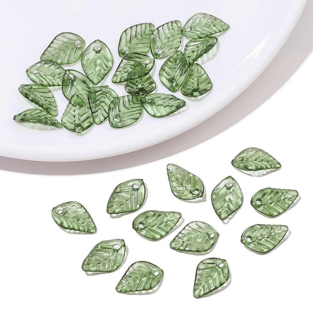 Transparent Green Transparent Leaf Shape Beads Charms Leaf Shape Beads Necklace Accessories