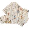 Color Polka Dot Bear Pajamas Women'S Summer Cloud Cotton Short-Sleeved Three-Piece Casual Thin Loungewear