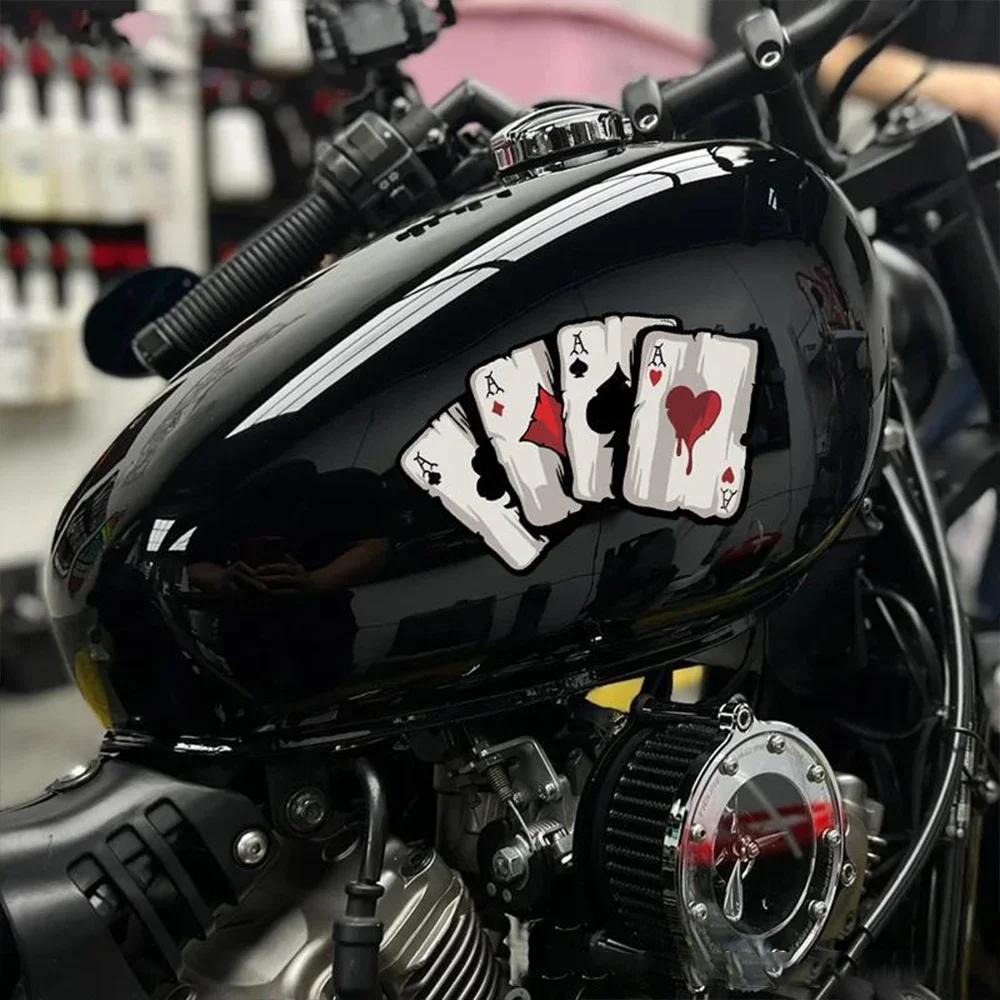 15x10cm Poker Spades A Pattern Motorcycle Decals Motocross Fuel Tank Cafe Racer Body Car Windows Decoration Card Stickers