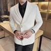 2024 Men's Slim Fit Dark Striped Casual Suit Jacket, Korean Style