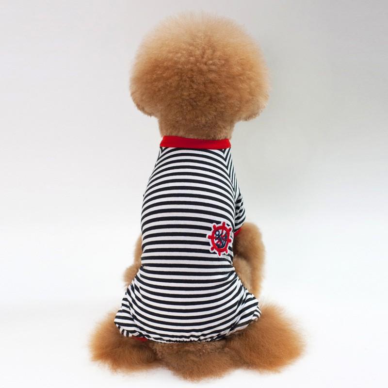 Cotton Striped Dog Pajamas Small To Medium Breeds French Bulldog Sleepwear Casual Winter Pet Apparel