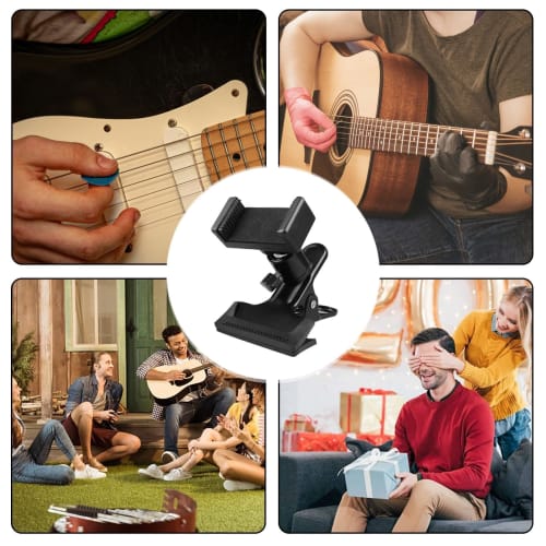 Guitar Phone Mount, Phone Clamp Mount - Non-Slip Live Broadcast Bracket Clip | Stable Phone Stand, Phone Clamp Mount for Guitar, Bass, Cello
