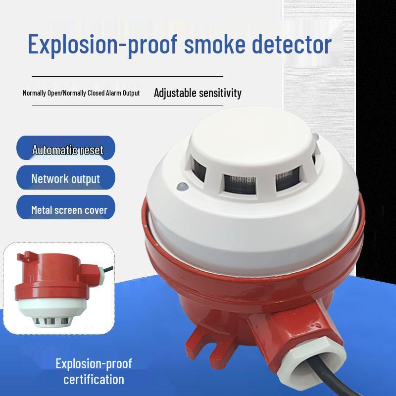 Explosion-Proof Flameproof Photoelectric Wired Smoke Detector with NO/NC Output.
