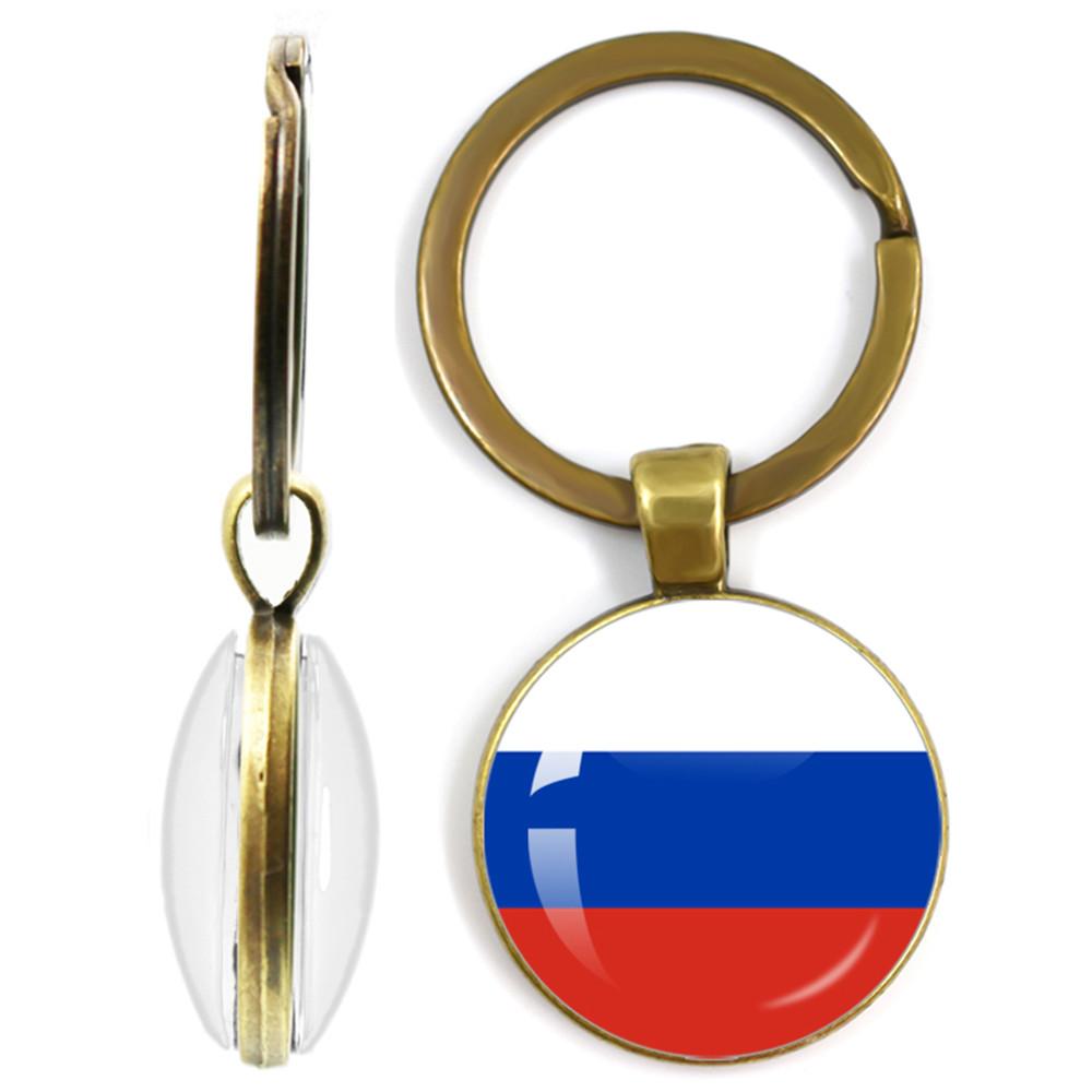 Двусторонний брелок с национальным флагом Корея, Сербия, Россия, Словения, Аргентина, США, Турция, Испания, Доминика Брелок KTJ