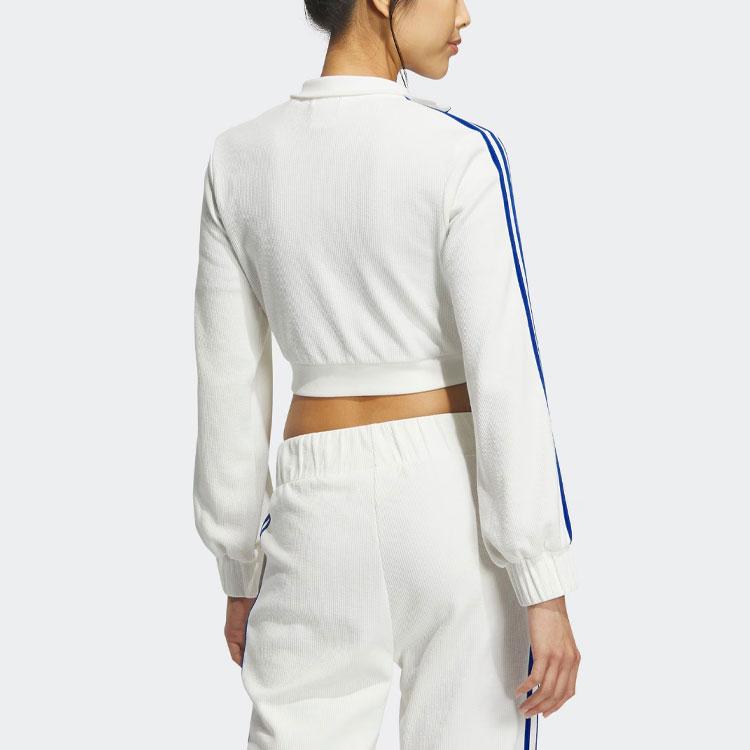 Adidas Укороченная куртка Originals с тремя полосками, цветными блоками, короткая куртка в стиле ретро с воротником-стойкой, женская куртка Han-Jade-White IY9459