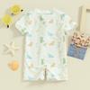 Детский летний купальник для мальчиков 3, 6, 12, 18 месяцев, 1, 2 лет, повседневный комбинезон с принтом дерева/динозавра на молнии и короткими рукавами, купальный костюм, пляжная одежда, купальный костюм