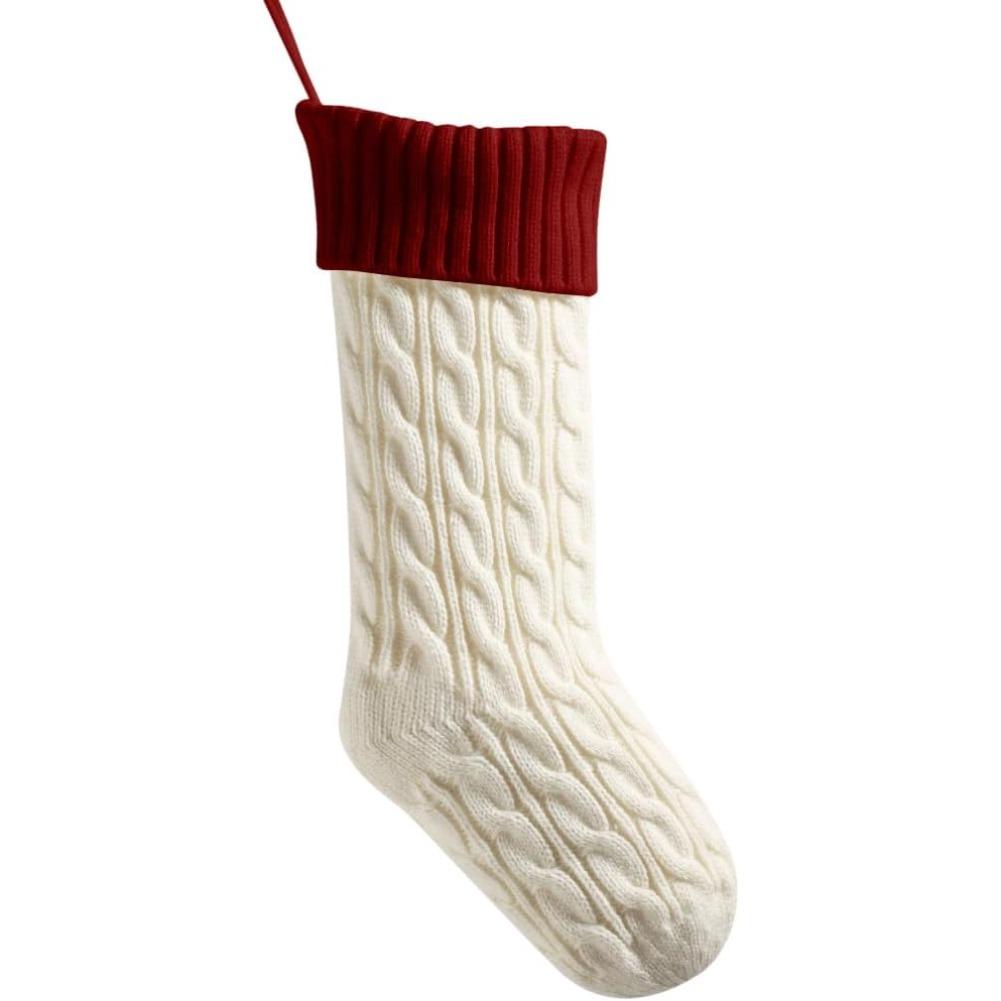 18 Inches Christmas Stockings, Large Size Cable Knitted Xmas Stocking for Kids, Fireplace Hanging Stockings for Family Holiday Party Decorations