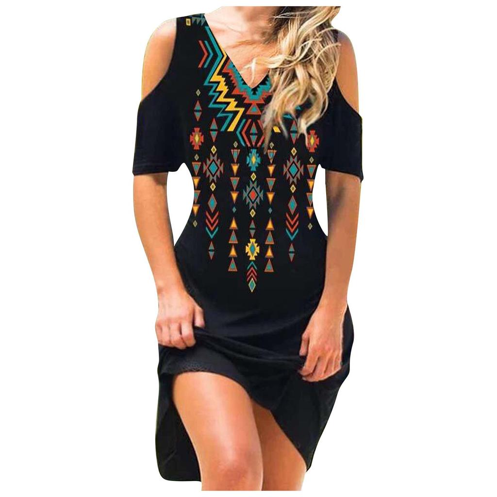 Женское летнее сексуальное платье без бретелек с принтом и коротким рукавом с v-образным вырезом
