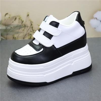 Модные ботинки из натуральной кожи 12 см, весенние туфли на платформе и танкетке, лоферы, модные массивные кроссовки на вулканизированной подошве, женские мокасины, осенняя обувь на плоской подошве