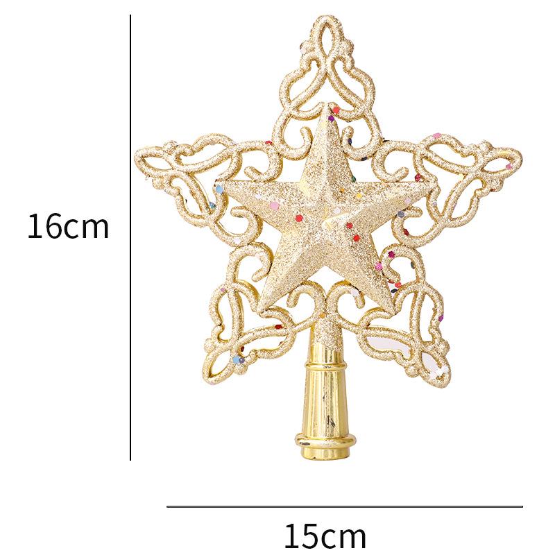Christmas Tree Top Glitter Gold Silver Star Xmas Tree Snowflake Ornaments Christmas Decoration For Home