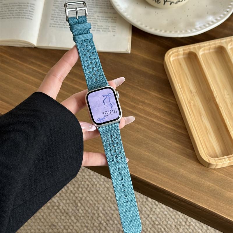 Вязаный спортивный ремешок для Apple Watch Band 46 мм 38 мм 40 мм 41 мм 44 мм 42 мм 45 мм 49 мм Браслет для iWatch Series 9 8 7 6 5 4 3 SE Ultra 2
