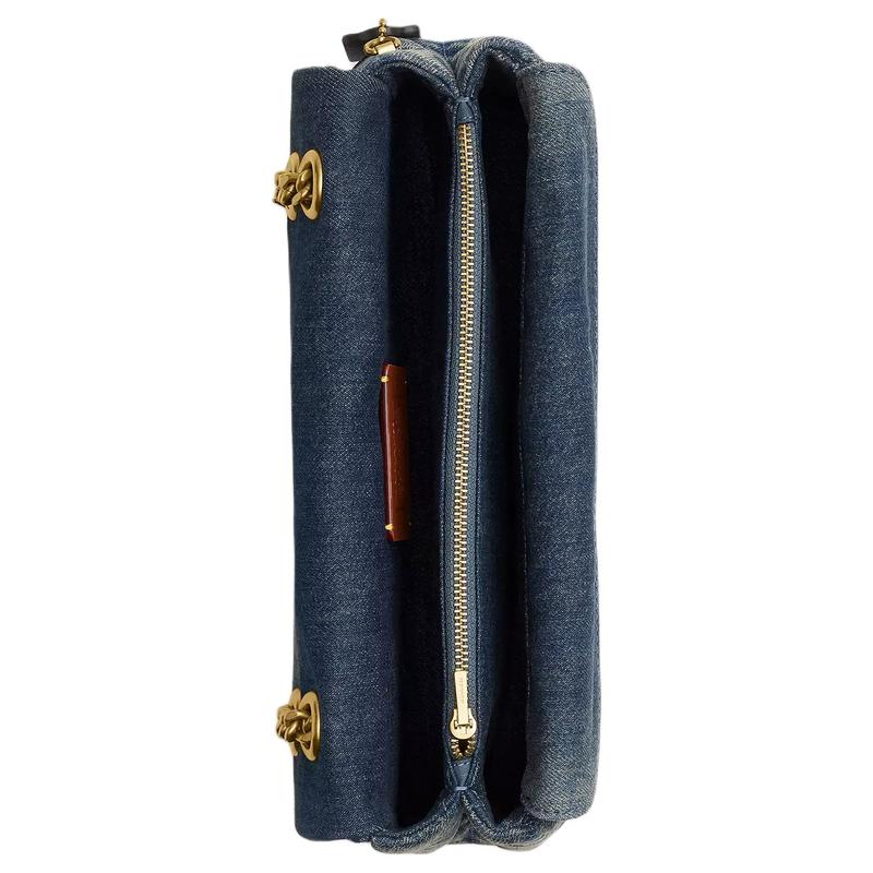 COACH Tabby 26 Quilted Detail Push-Lock Closure Internal Zipper Pocket Magnetic Buckle Pocket Fabric Crossbody Shoulder Bag Medium Women's Dark Indigo