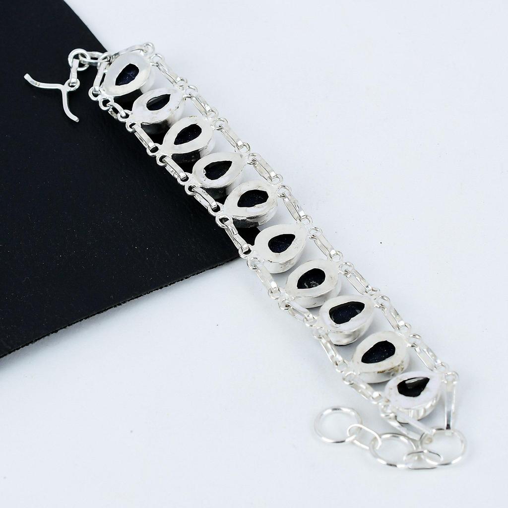 Natural Blue Sunstone Gemstone Handmade 925 Sterling Silver Bracelet, Blue Sunstone Bracelet For Wife , Unisex Bracelet, Thanksgiving Gift