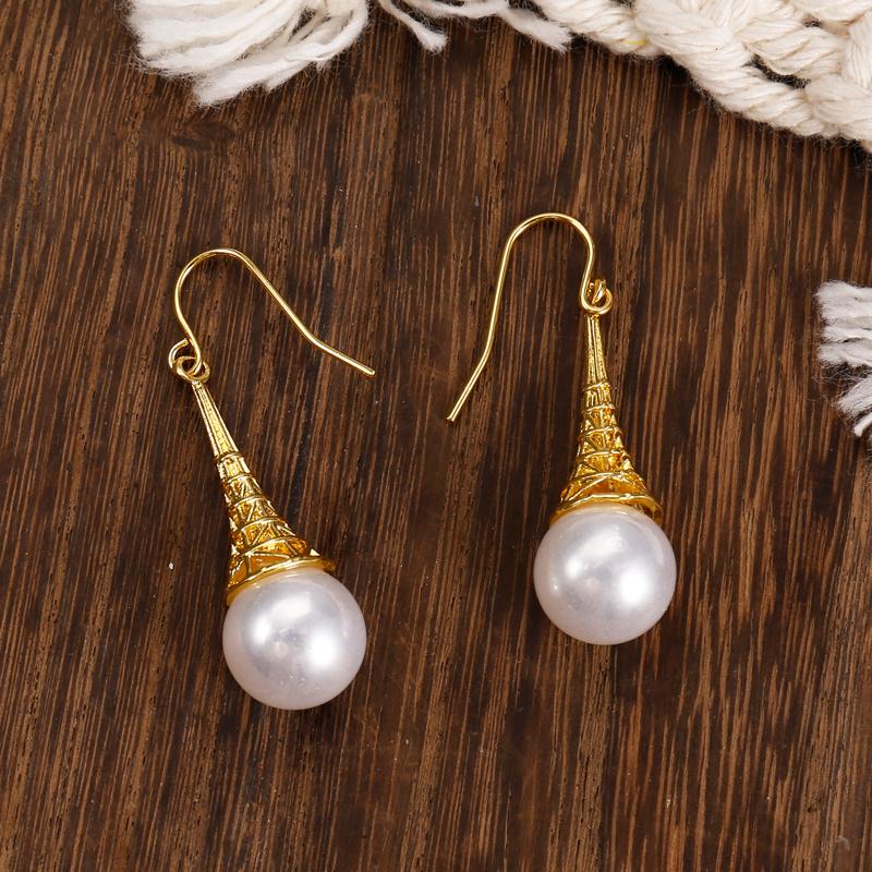 Elegant Faux Pearl Zinc Alloy Hook Drop Earrings - Perfect for Women & Girls Ear Cartilage Piercing Jewelry