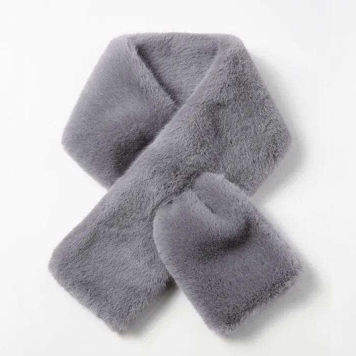 Lara Winter Fur Scarf - Light Gray