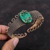 Faceted Zambian Emerald Gemstone Bangle Copper Wire Wrapped Cuff Bracelet Adjustable Bangle Copper Jewelry For Gift Handmade Elegant Bangle