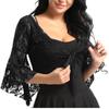 Elegant Women Lace Wedding Party Long Flare Sleeves Shrug Cropped Jacket Shrug For Evening Formal Prom Bolero