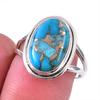 Кольцо из чистого серебра 925 пробы с натуральным бирюзовым медным камнем S.7.5 w7I67