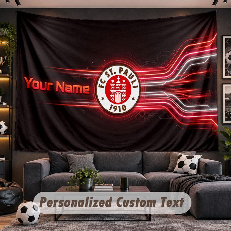 Wall Hanging Tapestry Custom NameFC St. Pauli Pattern Personalized Printed Fabric Wall Decor