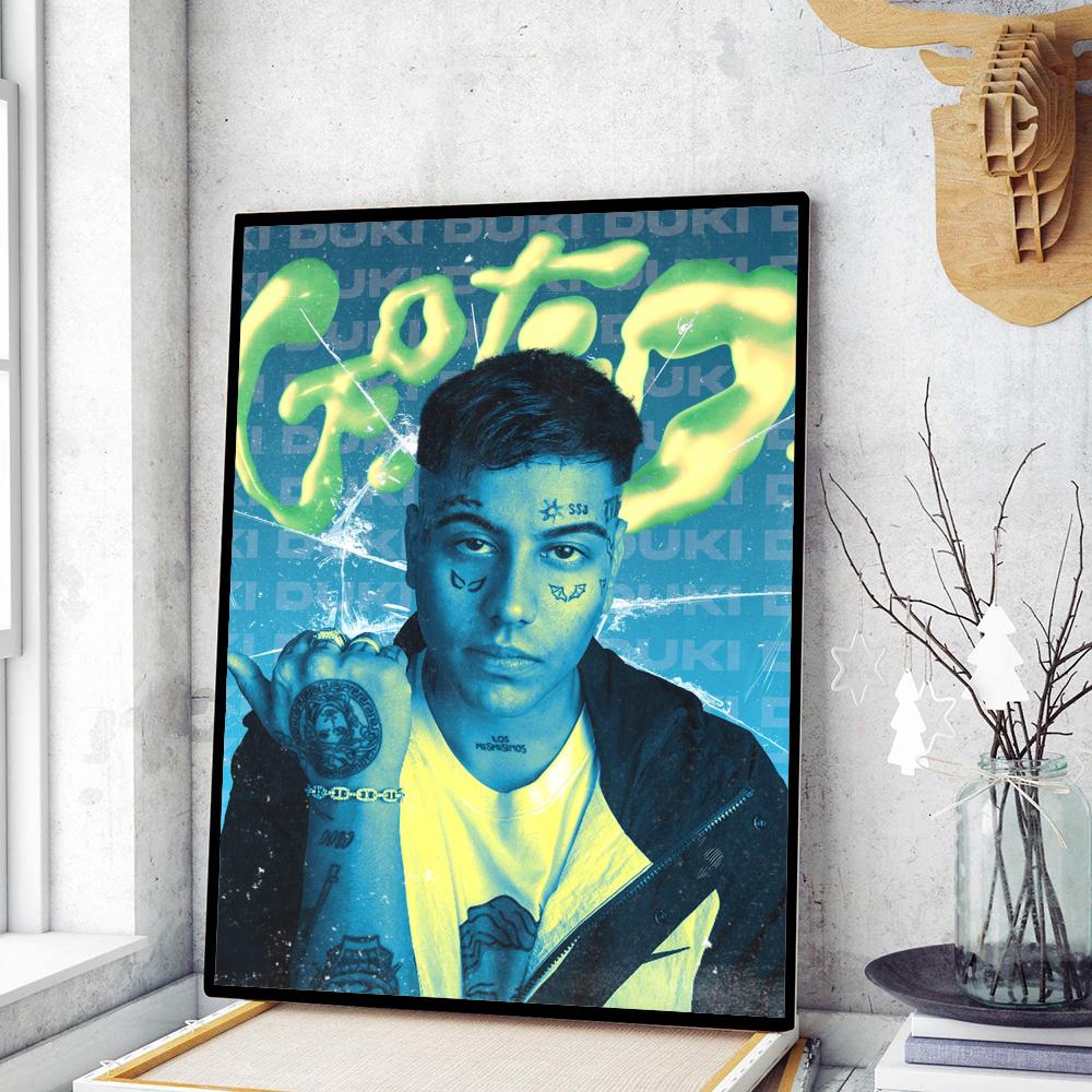 Duki Rapper Poster Movie Sticky Posters Retro Kraft Paper Sticker DIY Room Bar Cafe Esthetic Art Wall Painting