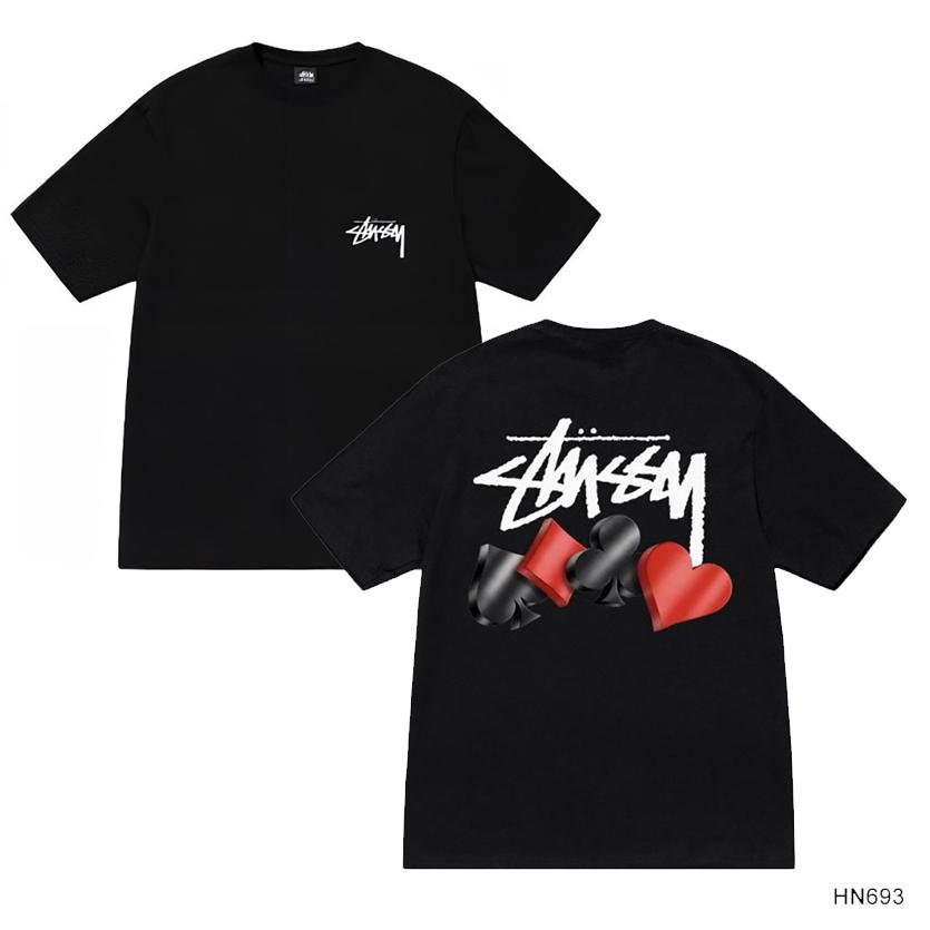 Stussy Летняя новая футболка из высококачественного хлопка с круглым вырезом для мужчин и женщин 2025 года, классический логотип с новым рисунком, парная футболка