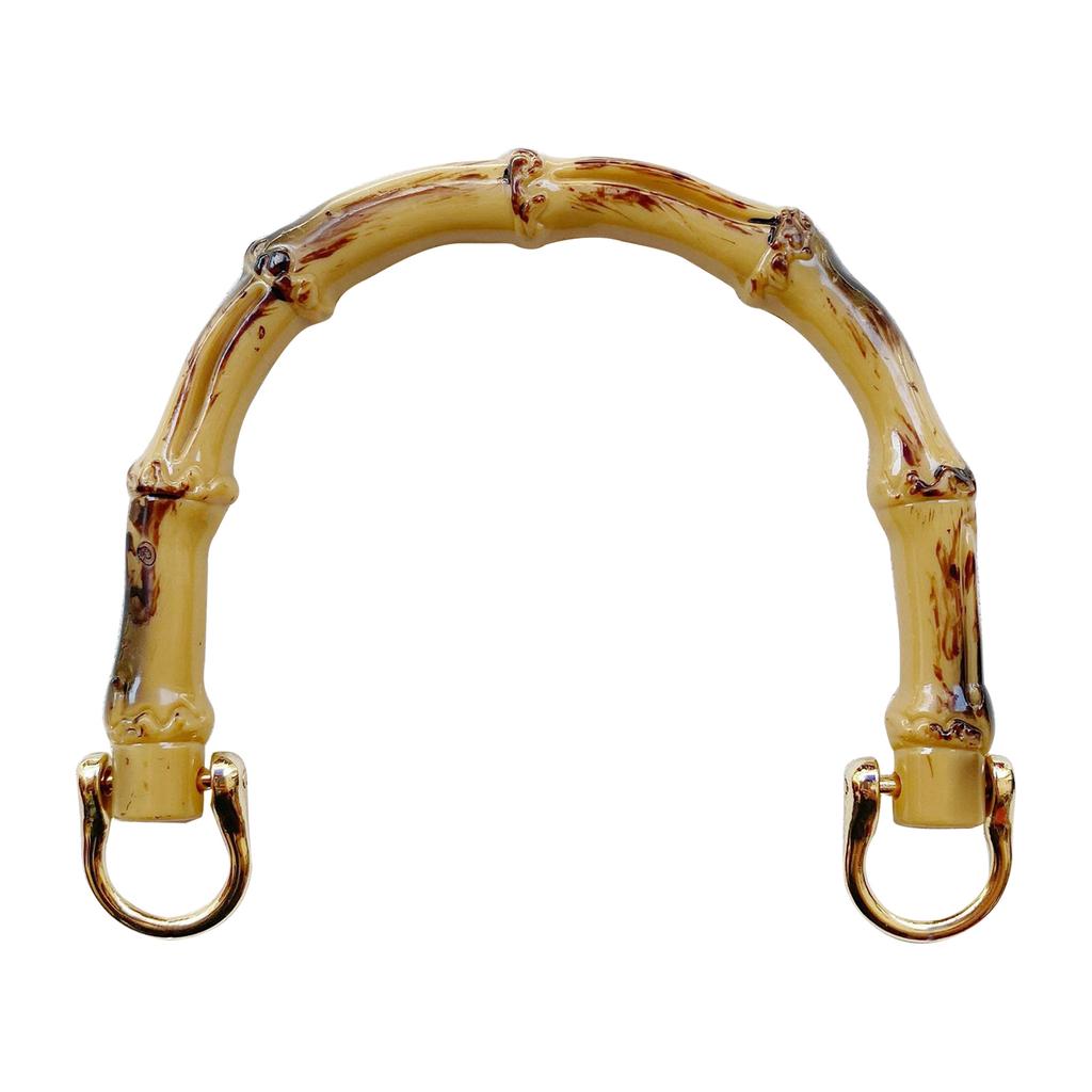 Handbag Handles U-Shape Bamboo Imitation Handle/Metal Link Buckle Set for DIY Lady Purse Handcrafted Bags Accessories