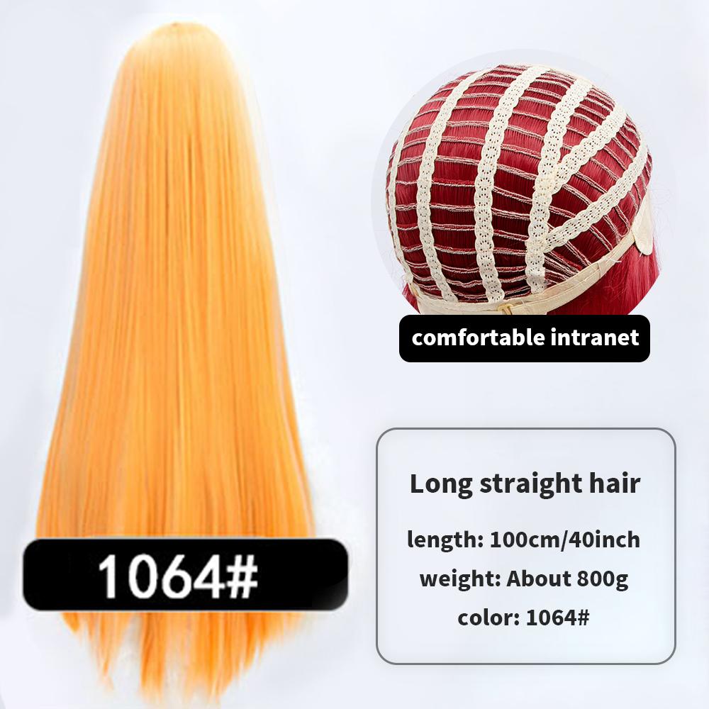 Длинный синтетический парик аниме для косплея 100 см с челкой, светлые, синие, красные, розовые, фиолетовые волосы для вечеринки