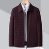 Spring and Autumn High-end Jackets for Men, Middle-aged and Elderly Business High-end Men's Wool Jackets Casual Plaid Lapel Loose Tops