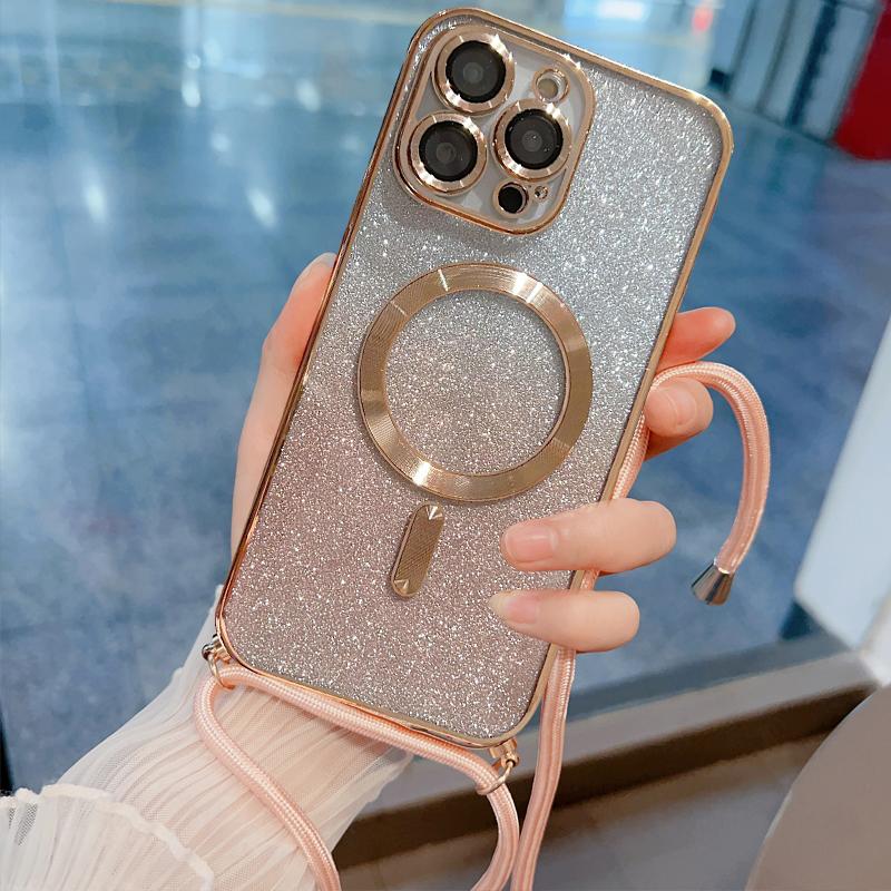 Чехол-шнурок через плечо с полной защитой объектива для iPhone 15 16 16E 14 13 12 11 Pro Max Plus Magsafe Магнитная беспроводная зарядка
