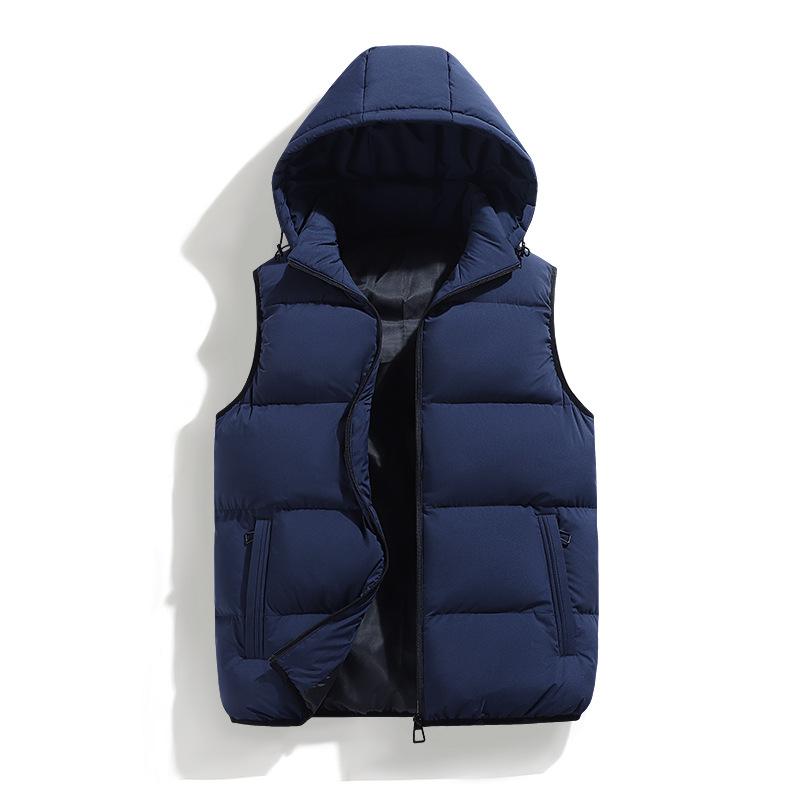 Men's Cotton Hooded Puffer Vest Best Sellers Men's Solid Color Cotton Vest