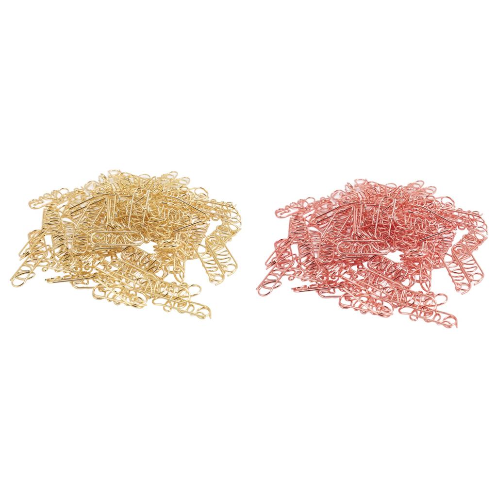 100pcs Paper Clips Multipurpose Innovative Cute Letter Design Stainless Steel Small Paper Clips for