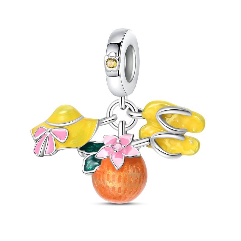 Подвеска из белой меди с серебряным покрытием 925 пробы с изображением фруктов в виде авокадо и вишни, браслет из бусин своими руками, подарок