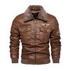 Men's Leather Jacket Men's Autumn and Winter Lapel Plus Velvet Trendy Large Size Motorcycle PU Leather Jacket Men's Clothing