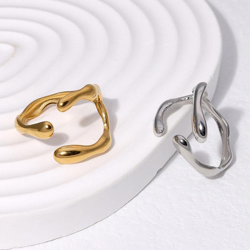 Модные 925 Серебряные Панк Изогнутые Кольца Открытия Мужские Женские Простой Дизайн Золото Серебряный Цвет Геометрическое Кольцо На Палец