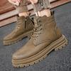 Autumn New High-quality Side Zipper British Martin Boots Men's Non-slip and Wear-resistant Knight Locomotive Work Boots