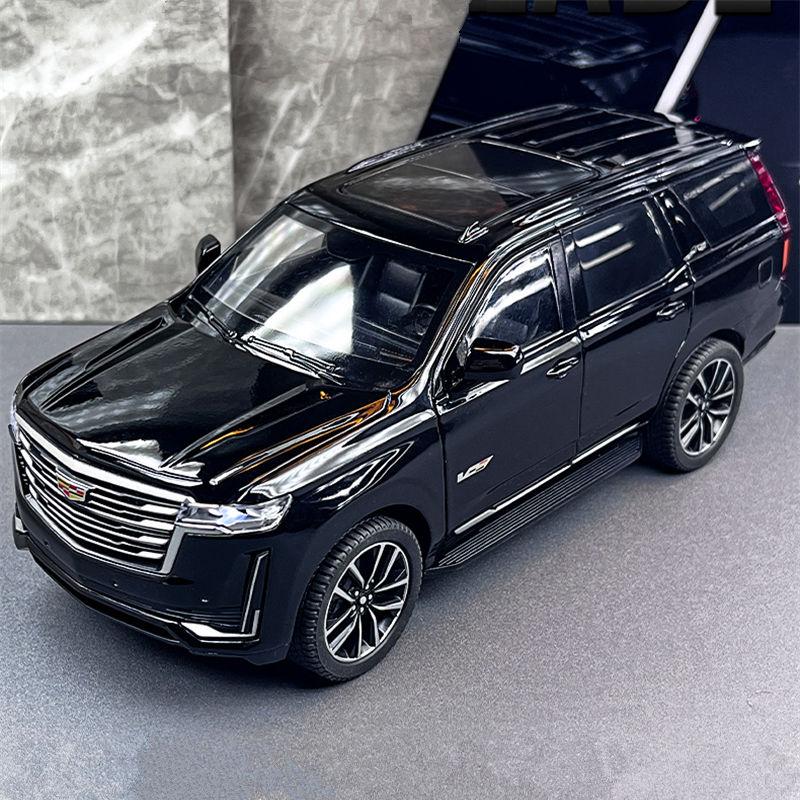 AABHT1 1/24 Cadillac Escalade SUV Alloy Luxy Car Model Diecasts Metal Off-road Vehicles Car Model Simulation Sound Light Kids Toys Gift