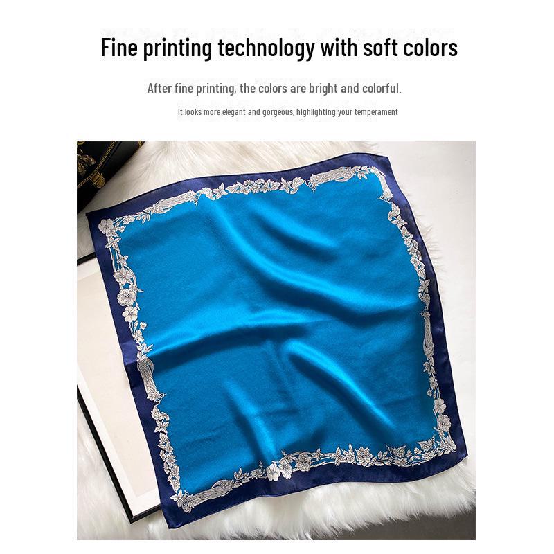 Роскошный синий шелковый шарф Mulberry - небольшой квадратный, идеально подходит для весны и осени, идеальный подарок высокого класса