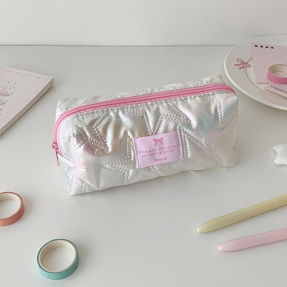 Portable Pencil Case Star Design Stationery Pouch Durable Zipper Storage Bag  School Office