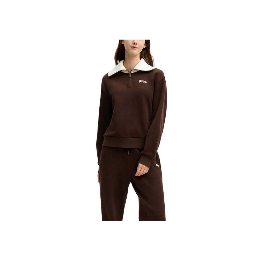 New FILA MODERN HERITAGE Sweatshirt Women's Dark Rock Umber F11W518204F-BN