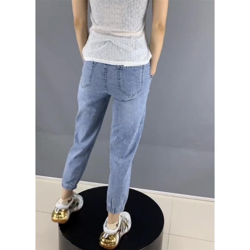 Шаровары Винтажные джинсы с высокой талией Длина до щиколотки Джинсовые брюки для мам Женская одежда Высокая талия