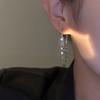 VOQ Серебристый Цвет Серьги-цепочки на губу с кисточкой Женские Серьги с двойной цепочкой на заднюю петлю Летние Украшения для пляжной вечеринки